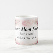 Personalized Best Mom Ever Floral Rose Mug Kaffeetasse (Mittel)