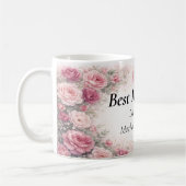 Personalized Best Mom Ever Floral Rose Mug Kaffeetasse (Links)