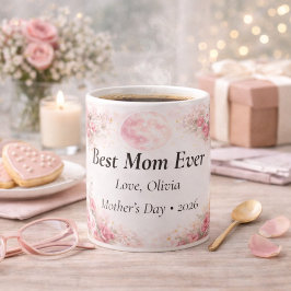 Personalized Best Mom Ever Floral Rose Mug Kaffeetasse