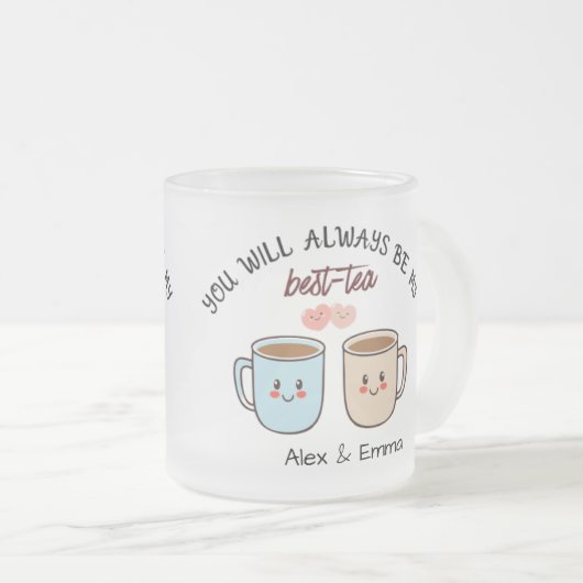 Personalized Best-Tea Couple Mattglastasse (VorderseiteRechts)