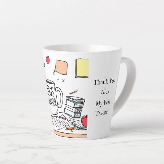Personalized Best Teacher Thank You Gift Coffee Milchtasse (Rechte Ecke)