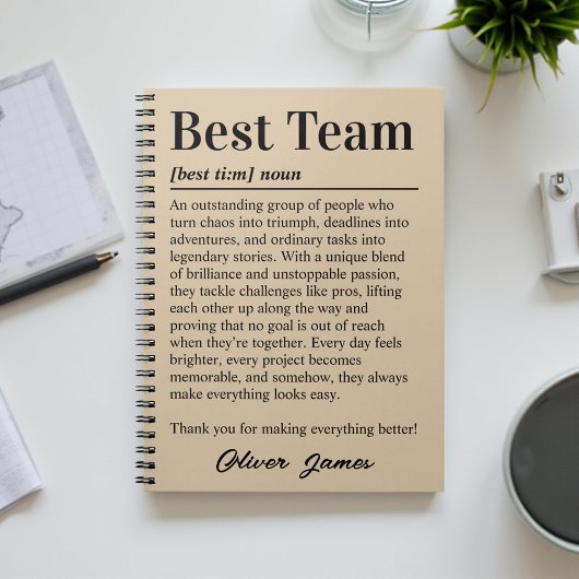 Personalized Best Team Appreciation Corporate Gift Notizblock