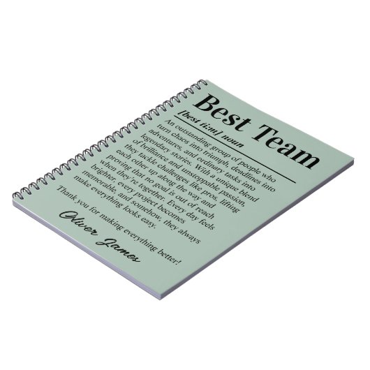 Personalized Best Team Definition Appreciation Notizblock (Linke Seite)