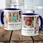 Personalized Best Uncle Ever 4 Photo Blue Gold Tasse