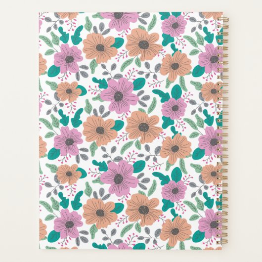 Personalized Big Bright Flowers Pattern 20XX Planer (Rückseite)