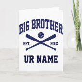 Personalized Big Brother Baseball T Shirt Karte (Vorderseite)