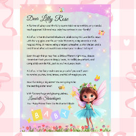 Personalized Big Sister Fairy Letter – New Baby  Einladung