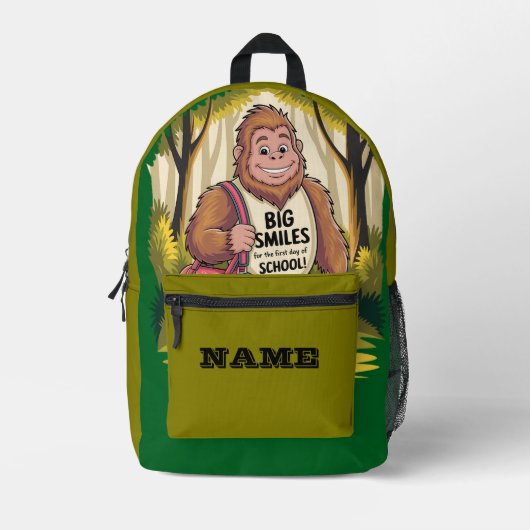 Personalized Bigfoot Big Smiles School Bedruckter Rucksack (Vorderseite)