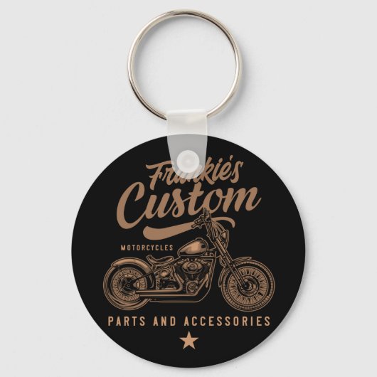 Personalized Biker Custom Bobber Motorcycle Garage Schlüsselanhänger (Vorderseite)