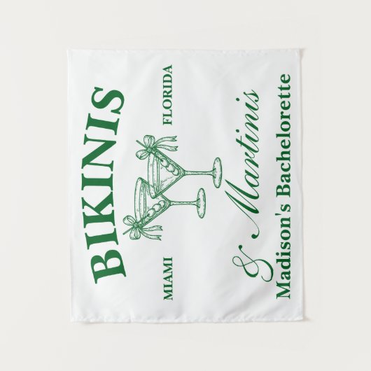 Personalized Bikinis & Martinis Bachelorette Party Wandteppich (Vorderseite)