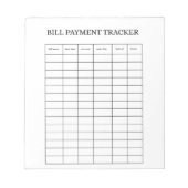 Personalized Bill Payment Tracker Notepad Notizblock (Vorderseite)