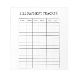 Personalized Bill Payment Tracker Notepad Notizblock