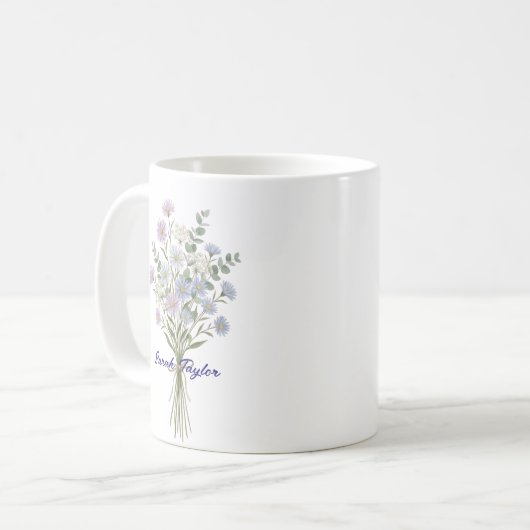 Personalized Birth Flower Aster Custom Kaffeetasse (Vorderseite Links)