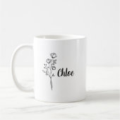 Personalized Birth Flower Ceramic Mug, Custom name Kaffeetasse (Links)