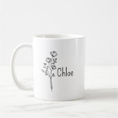 Personalized Birth Flower Ceramic Mug, Custom name Kaffeetasse (Links)