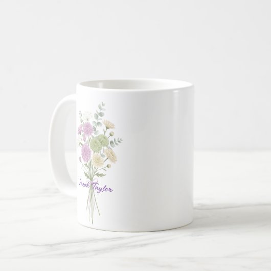 Personalized Birth Flower Chrysanthemum Custom Kaffeetasse (Vorderseite Links)