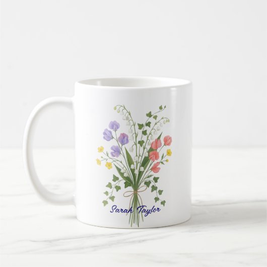 Personalized Birth Flower Lily of The Valley Kaffeetasse (Links)