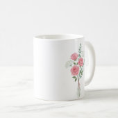 Personalized Birth Flower Pink Rose Custom Kaffeetasse (VorderseiteRechts)