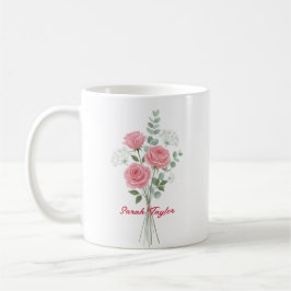 Personalized Birth Flower Pink Rose Custom Kaffeetasse