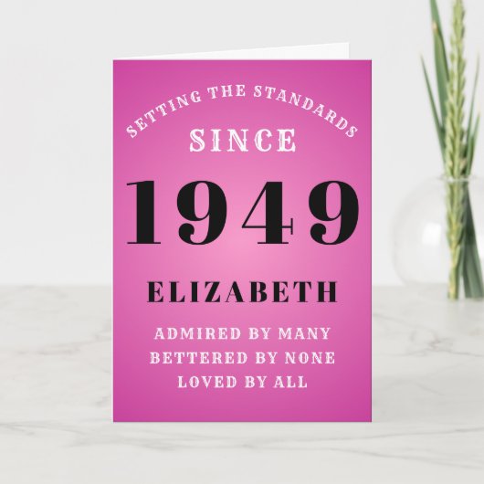 Personalized Birthday 1949 Add Your Name Pink Cute Karte (Vorderseite)