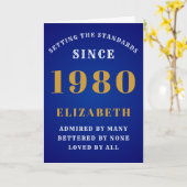 Personalized Birthday 1980 Add Your Name Blue Karte (Gelbe Blume)