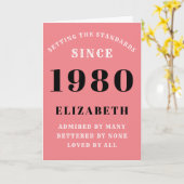 Personalized Birthday 1980  Add Your Name Pink Karte (Gelbe Blume)