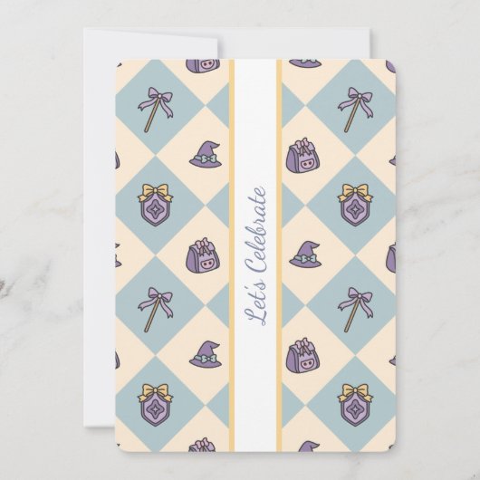 Personalized Birthday Academy Wizard School Blue Einladung (Rückseite)