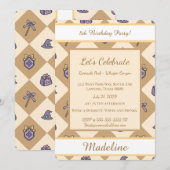 Personalized Birthday Academy Wizard School Gold Einladung (Vorne/Hinten)