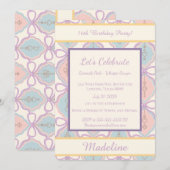 Personalized Birthday Bow Sweet Invitation Blush Einladung (Vorne/Hinten)