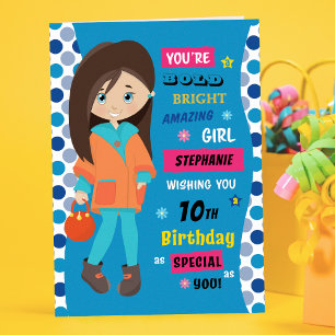 Personalized Birthday - Brunette Girl Karte