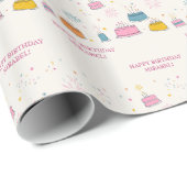 Personalized Birthday Cakes W/Confetti & Fireworks Geschenkpapier (Rolleneckpunkt)