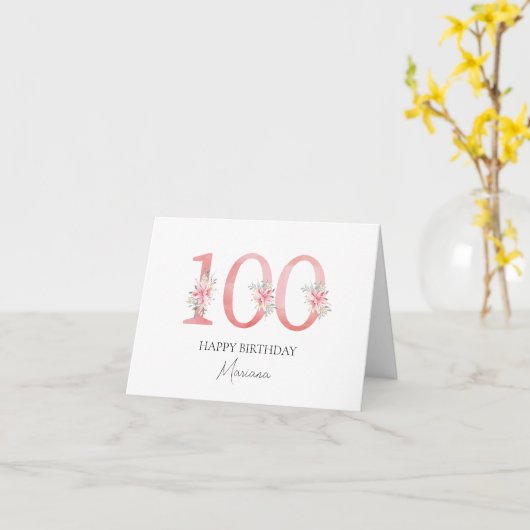 Personalized birthday card 100 karte (Gelbe Blume)