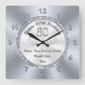 Personalized, Birthday Gifts for 60 year old Woman Quadratische Wanduhr (Vorderseite)