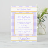 Personalized Birthday Gingham Purple Invitation Einladung (Stehend Vorderseite)
