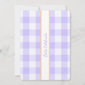 Personalized Birthday Gingham Purple Invitation Einladung (Rückseite)