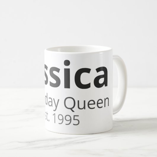 Personalized Birthday Mug – Name, Role & Year Kaffeetasse (VorderseiteRechts)