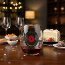 Personalized Birthday Music Vinyl Weinglas Ohne Stiel