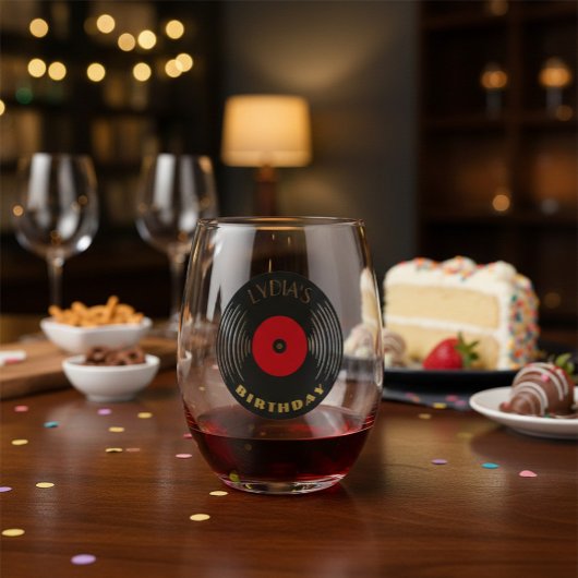 Personalized Birthday Music Vinyl Weinglas Ohne Stiel
