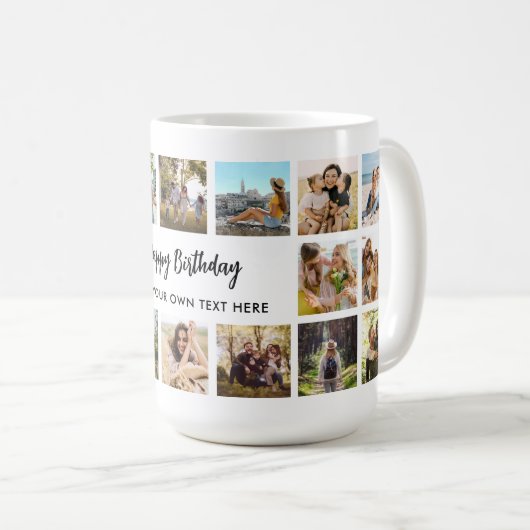 Personalized Birthday Photo Collage Mug Kaffeetasse (VorderseiteRechts)