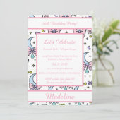 Personalized Birthday Pink Bow Sweet Invitation Einladung (Stehend Vorderseite)