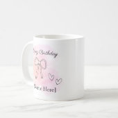 Personalized Birthday Pink Coquette Bow Mug Kaffeetasse (Vorderseite Links)