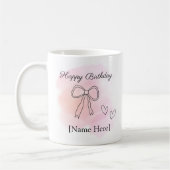 Personalized Birthday Pink Coquette Bow Mug Kaffeetasse (Links)