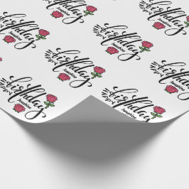 Personalized Birthday Pink Rose  Geschenkpapier