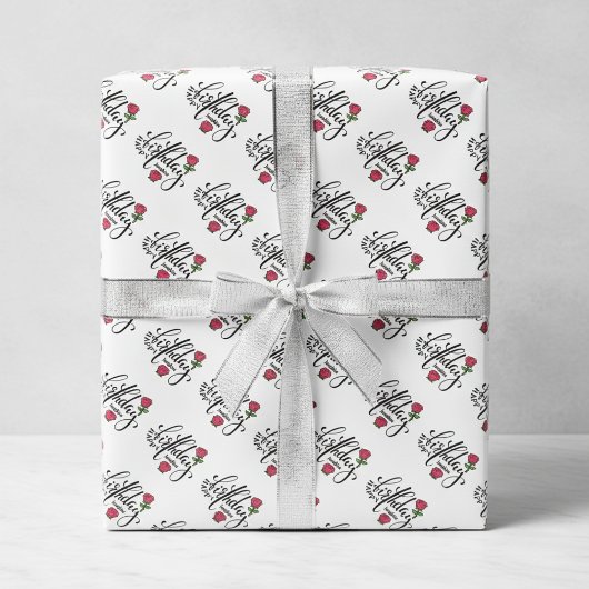 Personalized Birthday Pink Rose  Geschenkpapier