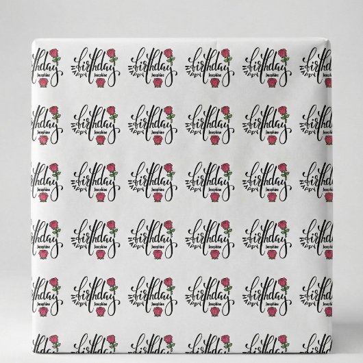 Personalized Birthday Pink Rose  Geschenkpapier