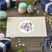 Personalized Birthday Pink Rose  Runder Aufkleber