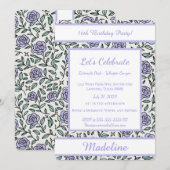 Personalized Birthday Rose Girl Sweet Invitation Einladung (Vorne/Hinten)