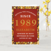 Personalized Birthday Standards 1989 Red Gold Karte (Gelbe Blume)