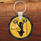 Personalized Black and Gold Cheer Keychains Cheap Schlüsselanhänger (Vorderseite)