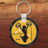 Personalized Black and Gold Cheer Keychains Cheap Schlüsselanhänger (Rückseite)